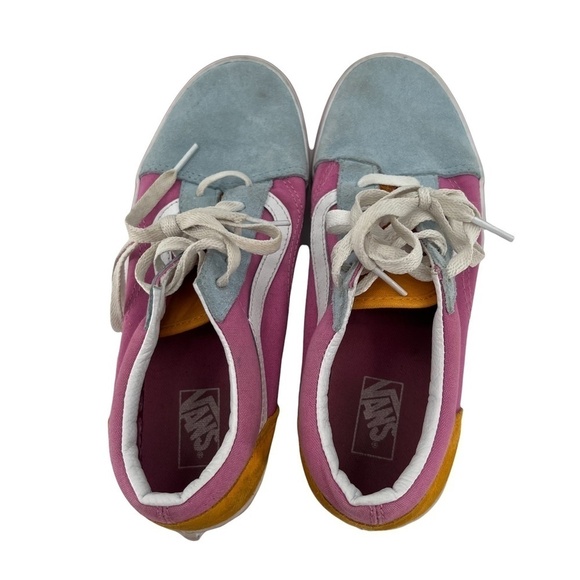 Vans Fuchsia Pink White Color Block Old Skool Sneakers Size 6 Girl's - Picture 4 of 8